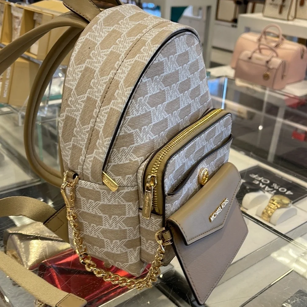MICHAEL KORS Maisie Extra-Small Logo 2-in-1 Backpack Camel  NWT
